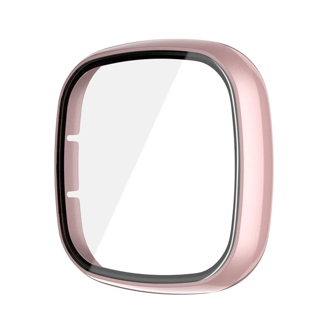 Matte Protective Case for Fitbit versa 3/Sense Cover Screen Protector Full Protective Shell for Versa 3/Sense Accessorie Rose Gold
