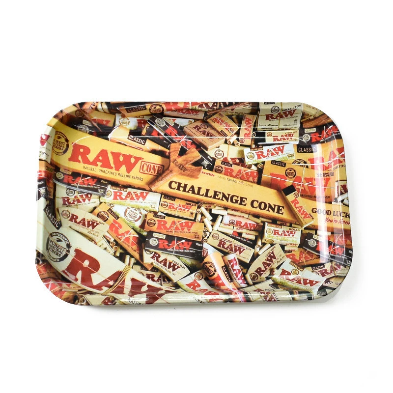 280mm Metal Cigarette Tray Weed Tray Rolling Paper Men Gift Cigarette Box Gadgets for Men Holder Rolling Tray Hot Sale - Цвет: raw cone