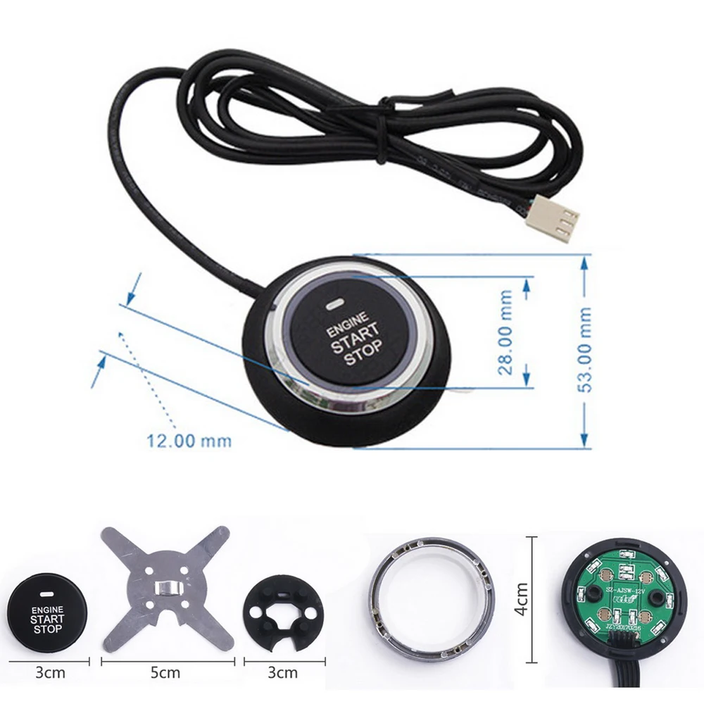 Tanie 2019 TOSPRA 12V przycisk startu samochodu przycisk Start silnika Alarm zamek rfid Keyless System drzwi Push Button dotykowe przyciski