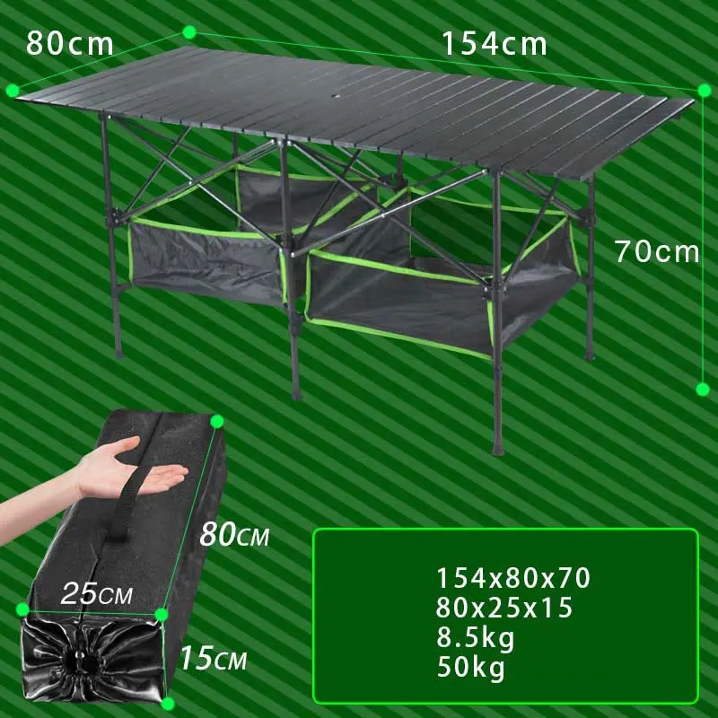 캠핑테이블 Ultralight Portable Folding Picnic Camping Table Indoor Outdoor High Strength Aluminum Alloy Roll-Up Table Bag BBQ Hiking