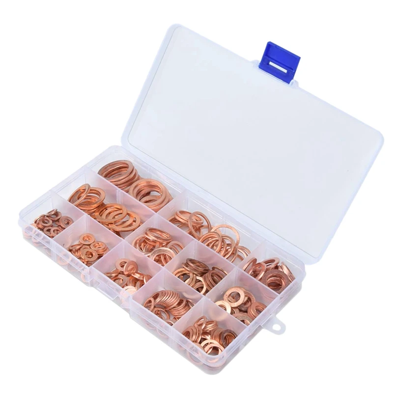 

300Pcs Flat Ring Washer Assortment Copper Plain Washers Assortment Set with 12 Sizes(M5 M6 M8 M10 M12 M14 M16 M20)