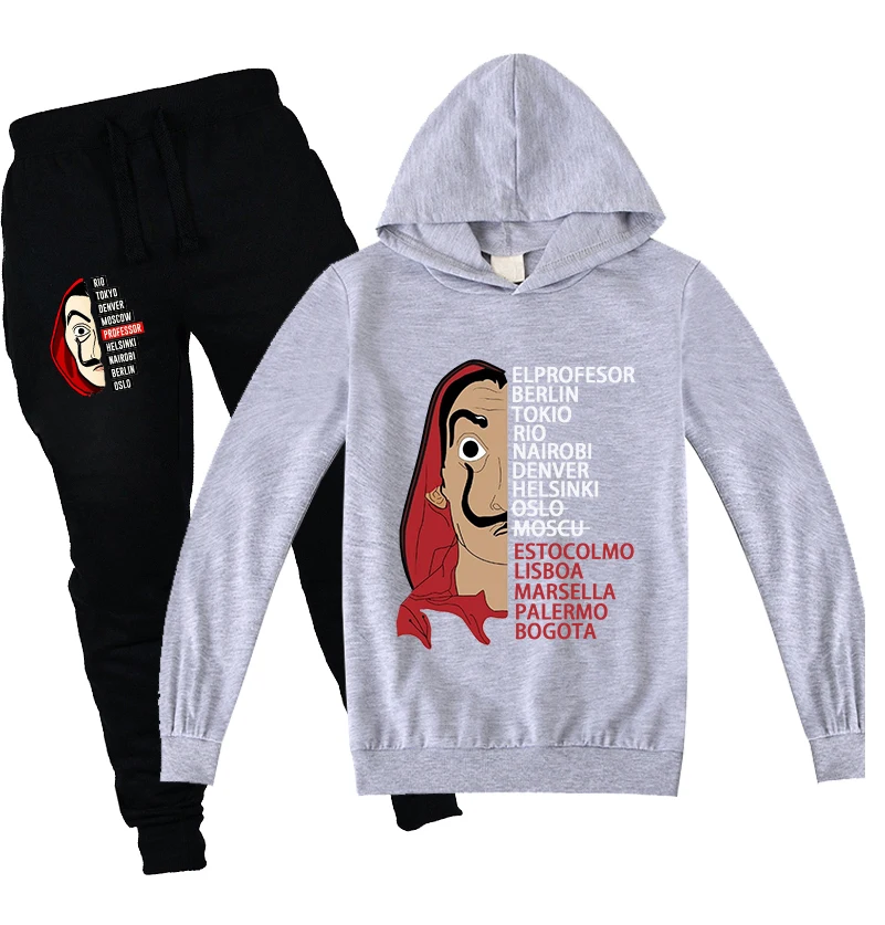 Money Heist-Sudadera con capucha para niños, conjunto de 2 piezas, Ropa para adolescentes de 12 a 14 años, de Casa de papel, - AliExpress Madre y niños