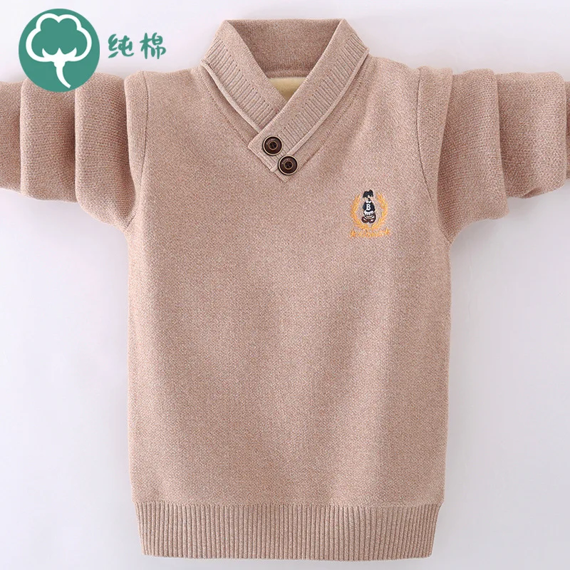 

Thick Sweater Children Autumn And Winter plus Velvet BOY'S High Collar mian kuan Pullover B Class Zhejiang Province Child Boy Kn