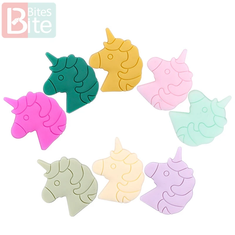 5pcs Baby Silicone Teether Unicorn Leaf Beads Baby Toys DIY Pacifier Chain Necklace Pendant Bite Chew Rodents For Kids Product
