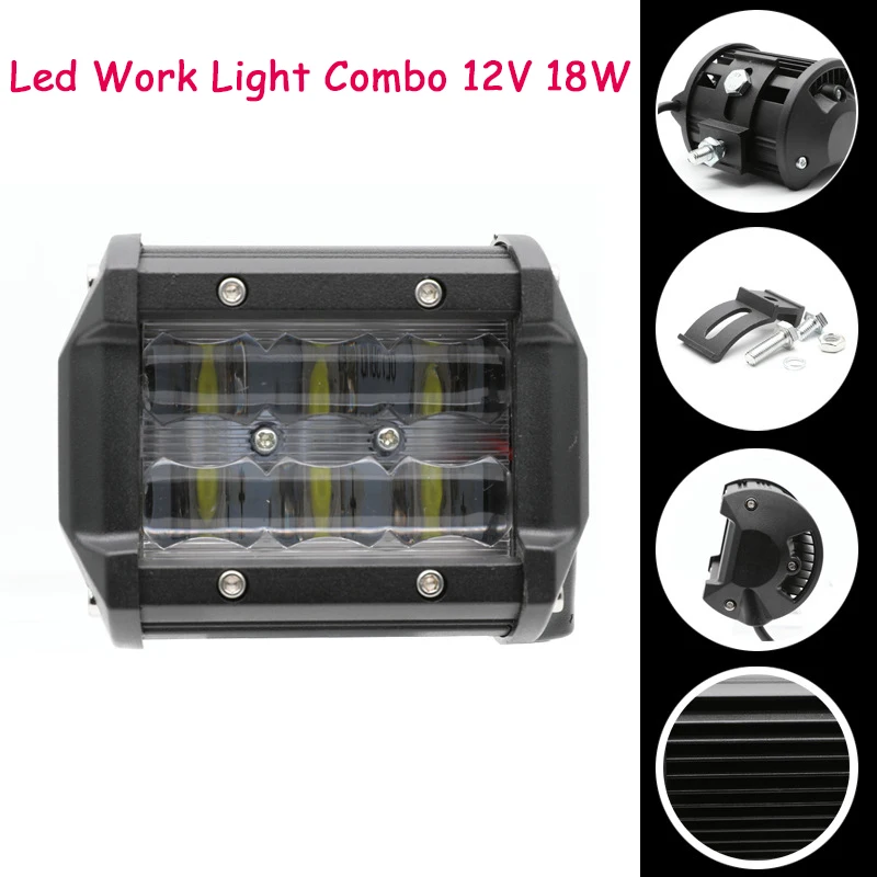 

Tractor Spot Flood Led Work Light Combo 12V 18W Waterproof Truck SUV ATV Offroad Driving Light Car Motorcycle Work Light 6000K