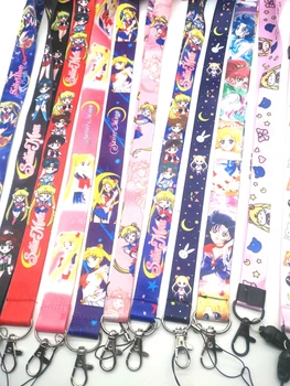 

New 30pcs cartoon Sailor Moon Neck Strap Lanyards Badge Holder Rope Pendant Key Chain Accessorie