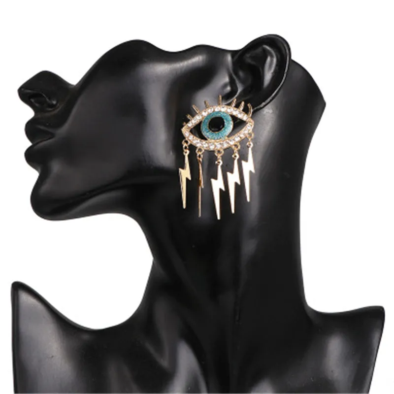 

Female Women Girl Big Dangle Drop Earrings Metal Demon Evil Eye Hyperbolic Lightning Ethnic Fashion Jewelry Accessories-JJ-W13