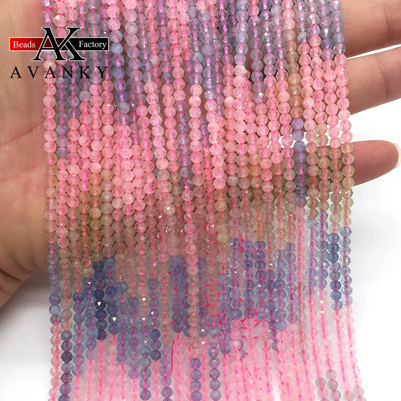 

3A Multicolor Morganite Morgan Jades 2 3 4m Round Bead For Jewelry Making Strand 15"DIY Bracelet Necklace Jewelry Loose Beads