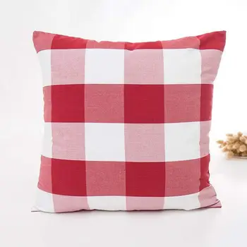 

New Christmas Red White Throw Pillow Case Cushion Cover Holiday Decor for Sofa Set of 4(Checkered Plaid, Stripe, Lattice)