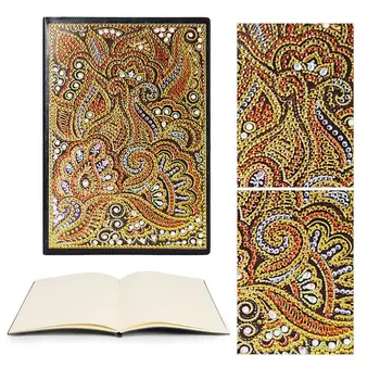 

Vintage Pattern DIY Notebook Special Shaped Diamond Painting 50 Pages A5 Drawing Book Writing Cross Stitch Crafts