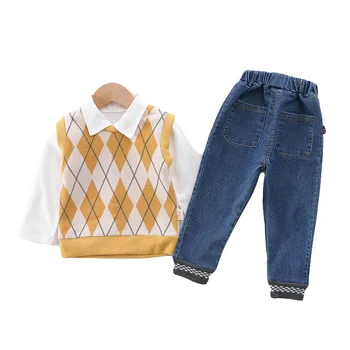 

plaid baby boy clothes casual three-piece boys clothes vetement bebe garcon baby boy clothes set baby kleding 80/90/100/110cm