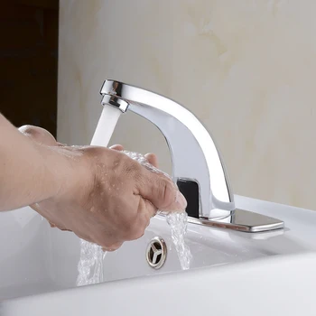 

Bathroom Automatic Infrared Sink Faucet Hands Touchless Sensor Tap Saving Inductive Electric Basin Faucet Mixer Basin Faucet