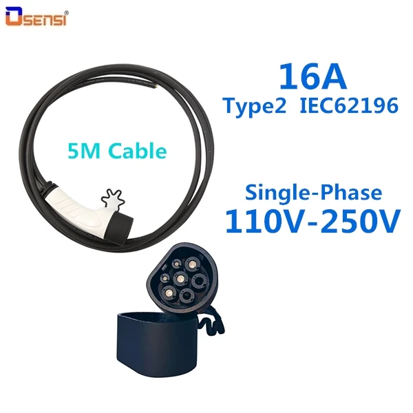 OSENSI 16A Тип 2 IEC62196-2 EV разъем зарядная станция боковой Стандартный Mennekes мужской разъем Электрический автомобильное зарядное устройство EVSE - Цвет: 5M Cable