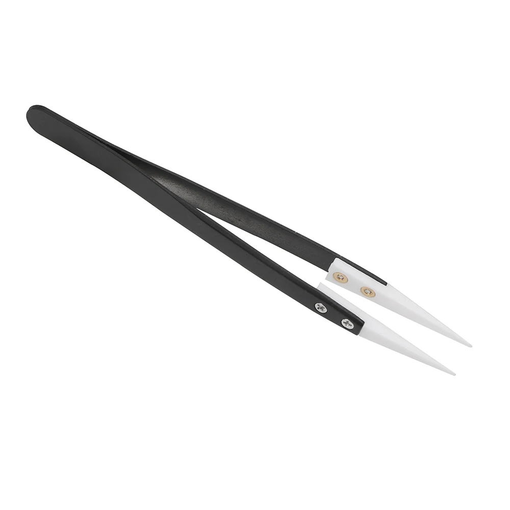 

NICEYARD Precision High Temperature Resistant Ceramic Tips Tweezers Straight Aimed Tweezers Anti-static Stainless Steel Handle