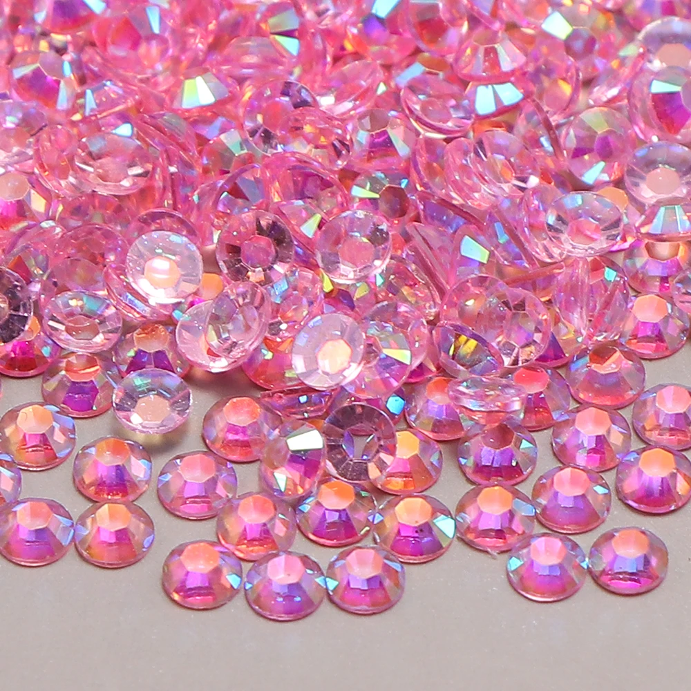 2-4mm Candy colors AB Transparent Nail Art Rhinestones Round Resin Flatback Glitter Strass Stones DIY 3D Nail Art Decorations