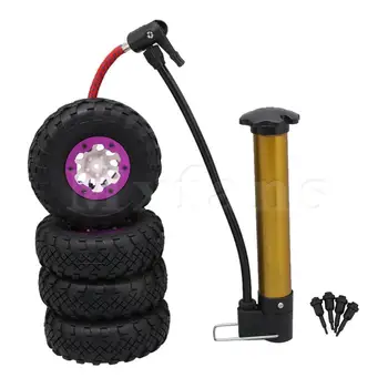 

Mxfans 4Pieces RC1:10 Inflatable Tires & 10 Hole White Wheel Rim & Purple Clip