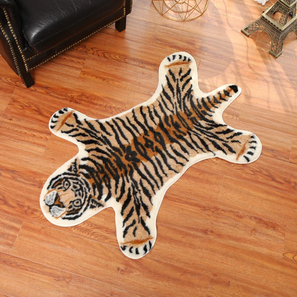 

Animal imitation cowhide carpet Nordic style imitation tiger pattern living room bedside study short wool carpet washable