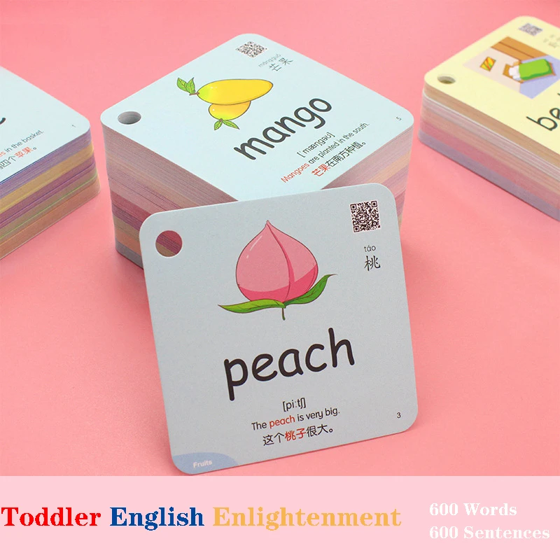 600 Words 20 Categories Cognition Learning Card Animal Shape Color Montessori Educational Chinese English Flash Cards For Kids