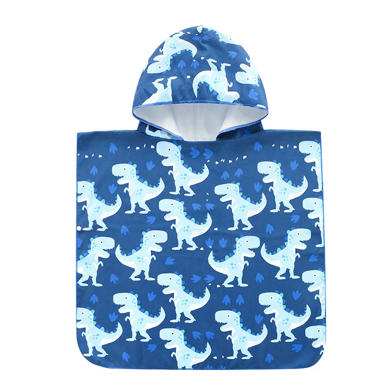 Dark blue dinosaur Впитывающее полотенце с капюшоном, пляжный халат для ванной, обертывание для детей, мальчиков и девочек - Цвет: Dark blue dinosaur