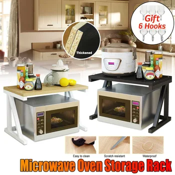 

Kitchen Microwave Oven Rack Multi-usage Home Storage Shelf Rack 2-Tiers Kitchen Counter Shelf Organizer Tableware Space Saver