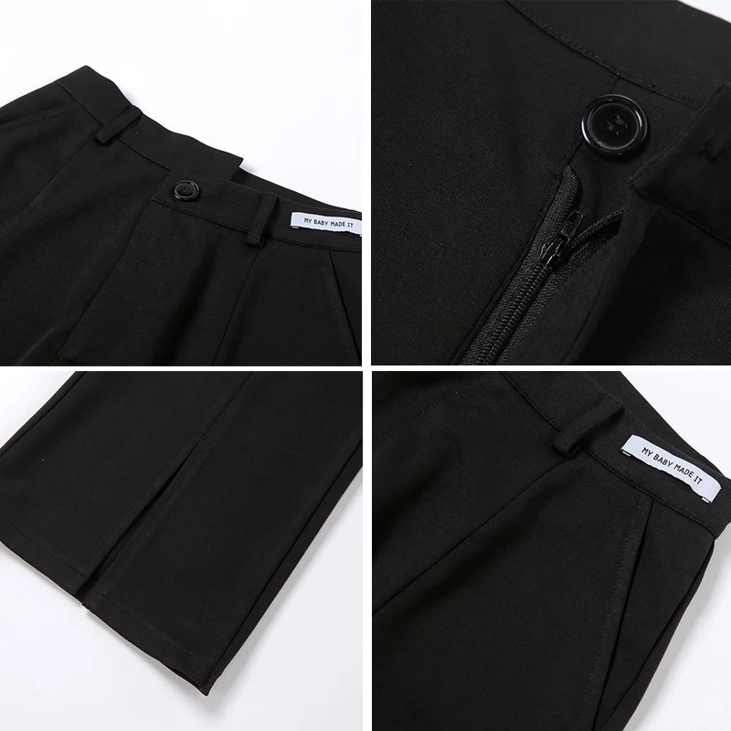 Брюки клеш Женские с завышенной талией повседневные длинные брюки разрезом