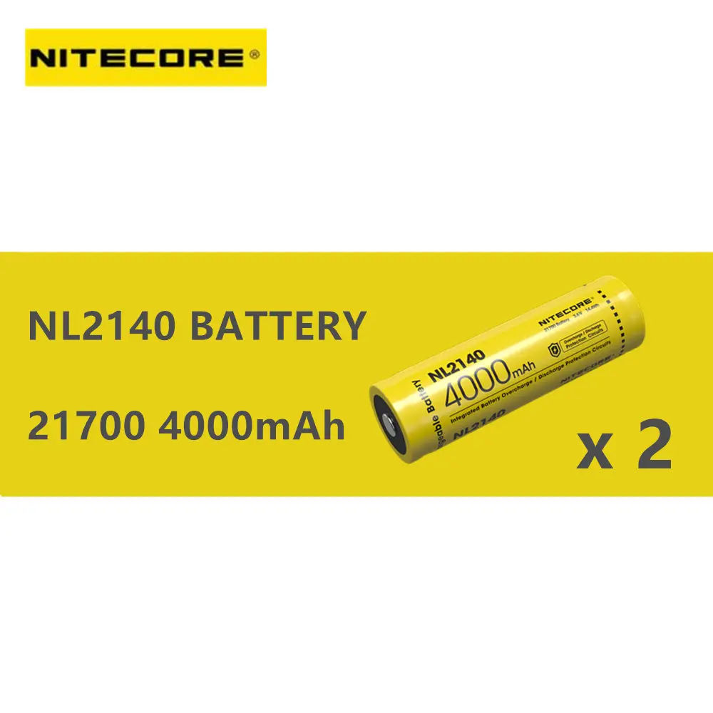 2 шт. NITECORE 21700 аккумуляторная батарея NL2140/NL2145/NL2150