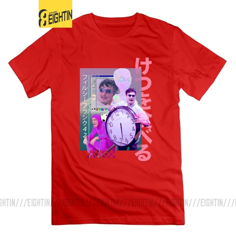 Красный Eightin Vaporwave грязный Франк 420 Футболка хлопок большой размер Crewneck печатные футболки для мужчин футболки с коротким рукавом подарок - Цвет: Красный