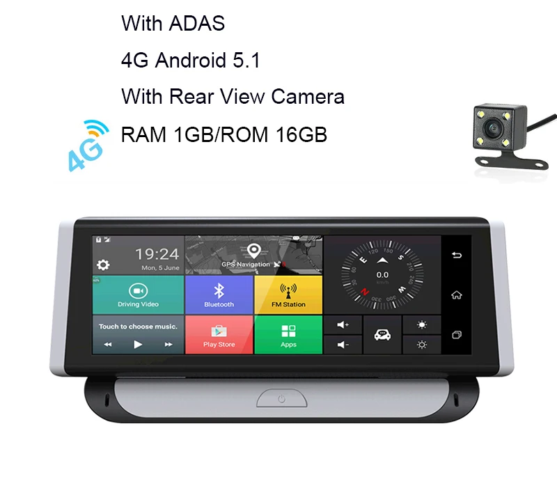 Anfilite " 4G Android dashcam Dashboard Автомобильный видеорегистратор FHD 1080P двойной объектив камера с BT wifi автомобиль грузовик gps навигация - Размер экрана, дюймов: 4G with rear camera
