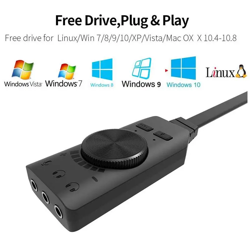 Аудио Usb интерфейс Виртуальный 7,1 канальный аудио Usb адаптер Звуковая карта адаптер 3,5 мм микрофон и аудио свободный диск один ключ 7,1 CH EMC C