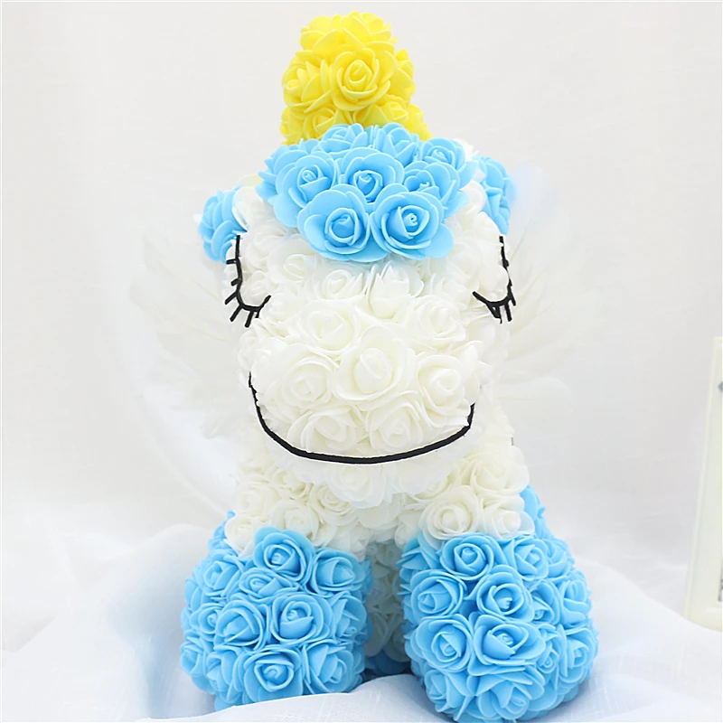 TXMON 1 Piece Lovely Foam PE Rose Unicorn Mould artificial fake flower Valentine's Day Gift Birthday Party Wedding Decoration - Цвет: Синий