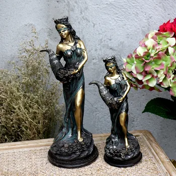 

New Antique Finish Greek Mythology Fortune Goddess Fortune Decorates Sculptures Office Lucky Fortune Accessories Ornaments R1589
