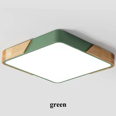 Nordic Square Oak Alloy Led Chandelier Lighting Living Room App Dimmable Led Ceiling Chandelier Lamp Bedroom Led Lights Fixtures - Цвет абажура: GREEN