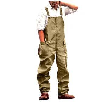 Trousers old style fashion Men Jeans Wash Overall Jumpsuits loosen Streetwear Pocket Suspender Pants Trousers 1