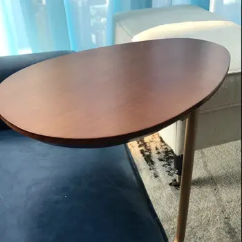 

Lazy Bedside Reading Table Creative Oval Small Side Table Mobile Solid Wood Sofa Corner Coffee Table
