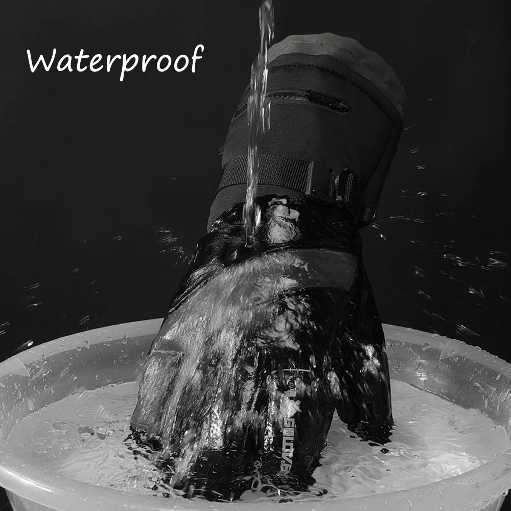 Tanie Męskie zimowe rękawice narciarskie cztery warstwy wodoodporne i aksamitne ciepłe rękawiczki do ekranu dotykowego damskie jazda na zewnątrz antypoślizgowe kieszonkowe rękawiczki