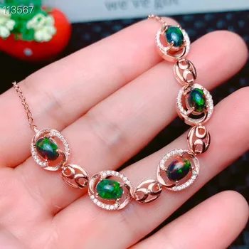 

Best Wedding Gift Natural and Real Black Opal chain bracelet Natural real Black Opal 925 sterling silver Fine jewelry