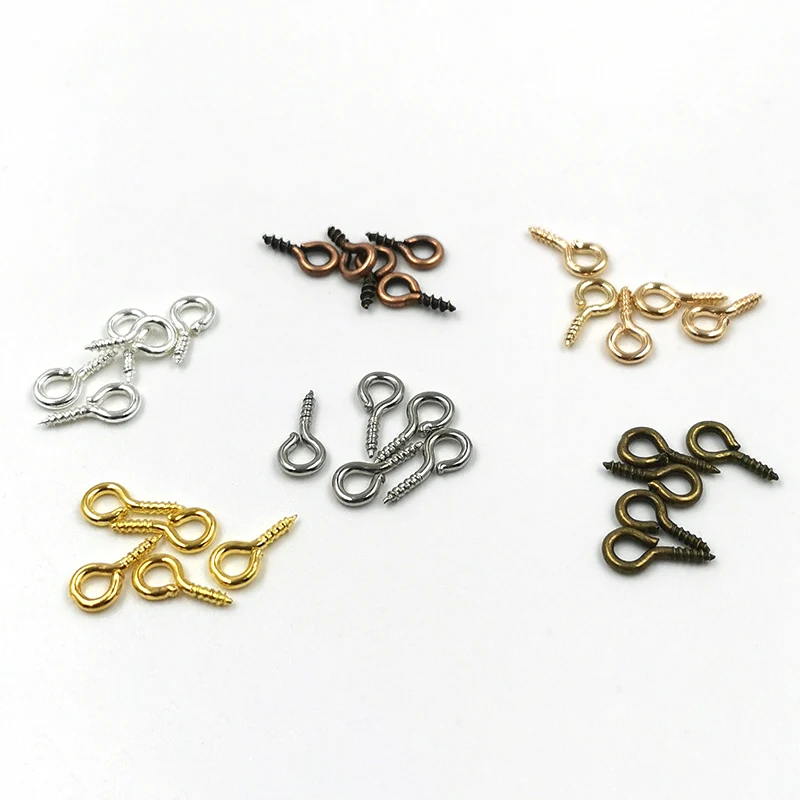 

200pcs/lot Screw Eye Pins For Pendant Iron Screw Eye Hooks Clasps Fit Drilled Beads DIY Jewelry Findings Making Supplie
