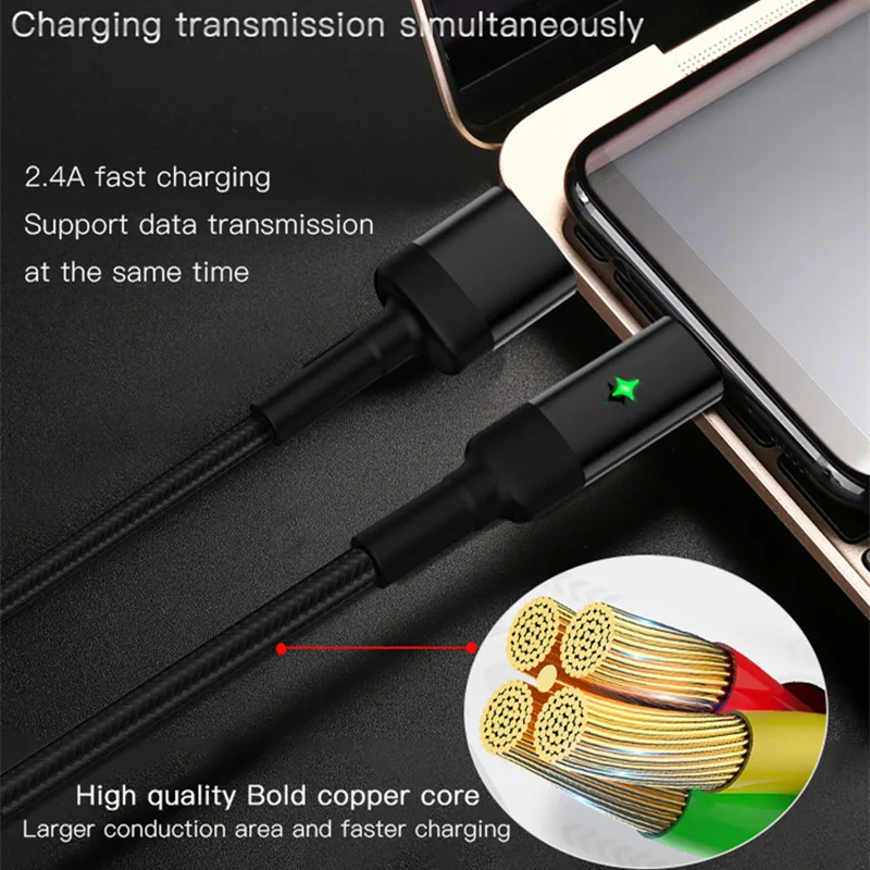 Usb-кабель с автоотключением для iPhone X, XS, Max, XR, 7, 8 Plus, быстрая зарядка для Xiaomi, huawei, samsung, кабель для быстрой зарядки и синхронизации данных