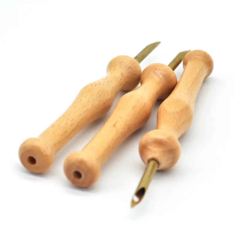 Прочная ручка для вязания, набор нитевдевателей для рукоделия с деревянной ручкой, ткацкое шитье для валяния