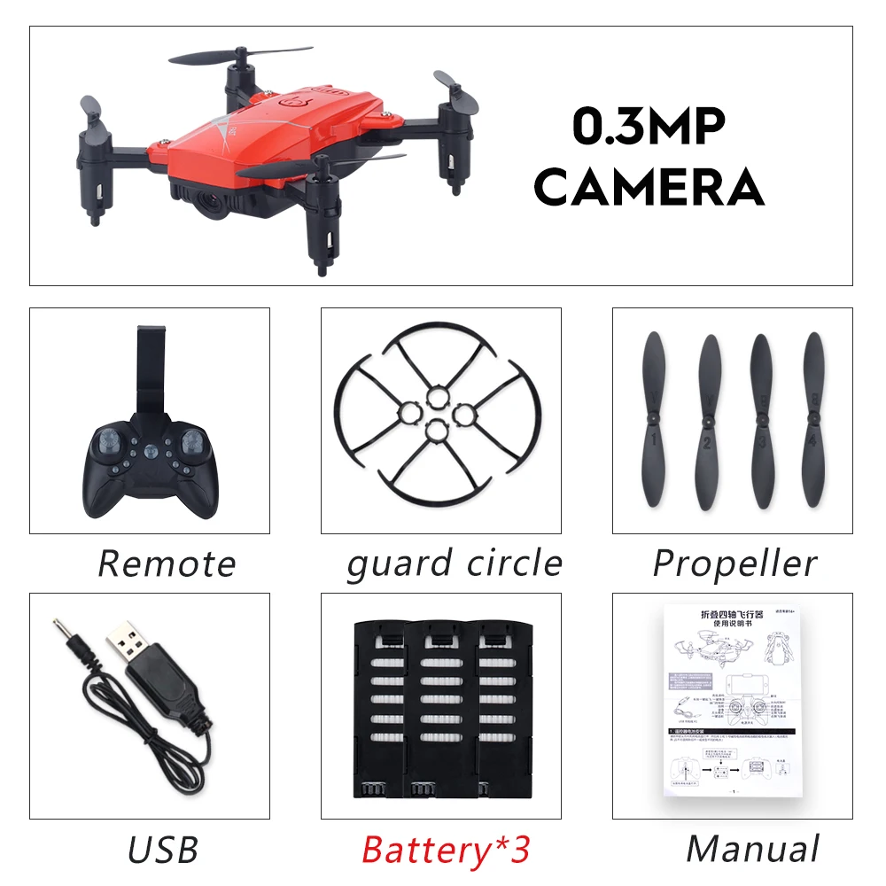 Wifi FPV Selfie Drone 1080P камера Авто Складная рукоятка высота удержания RC Квадрокоптер LF602 - Цвет: 480P red 3battery