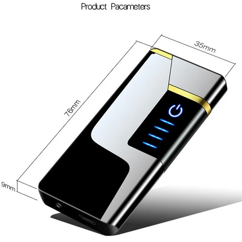 Новая перезаряжаемая двойная дуговая зажигалка с сенсорным выключателем ветрозащитная беспламенная Электрическая Зажигалка сигарета с зарядкой от usb электронная зажигалка