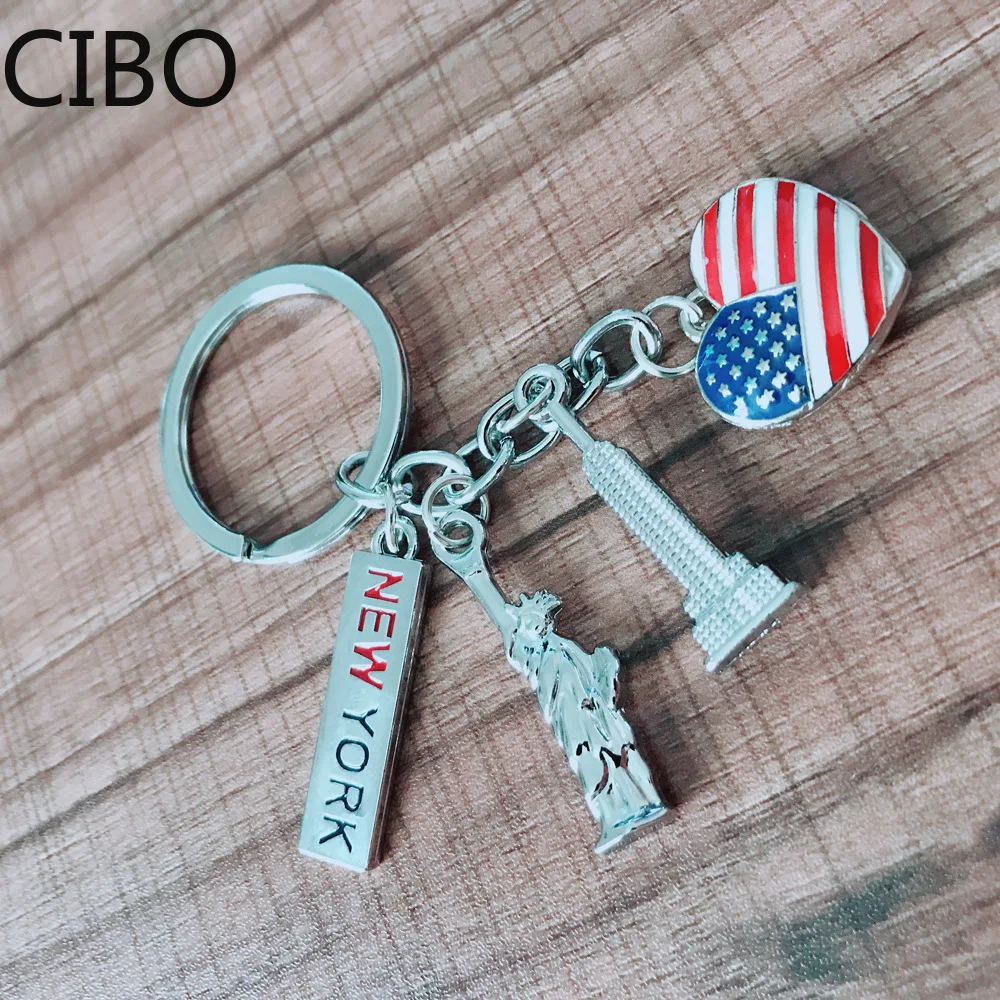 Нью-Йорк-брелок для ключей «флаг» из цинкового сплава Статуя Свободы викни-империя-строительство брелок подарок друг сувенир брелок