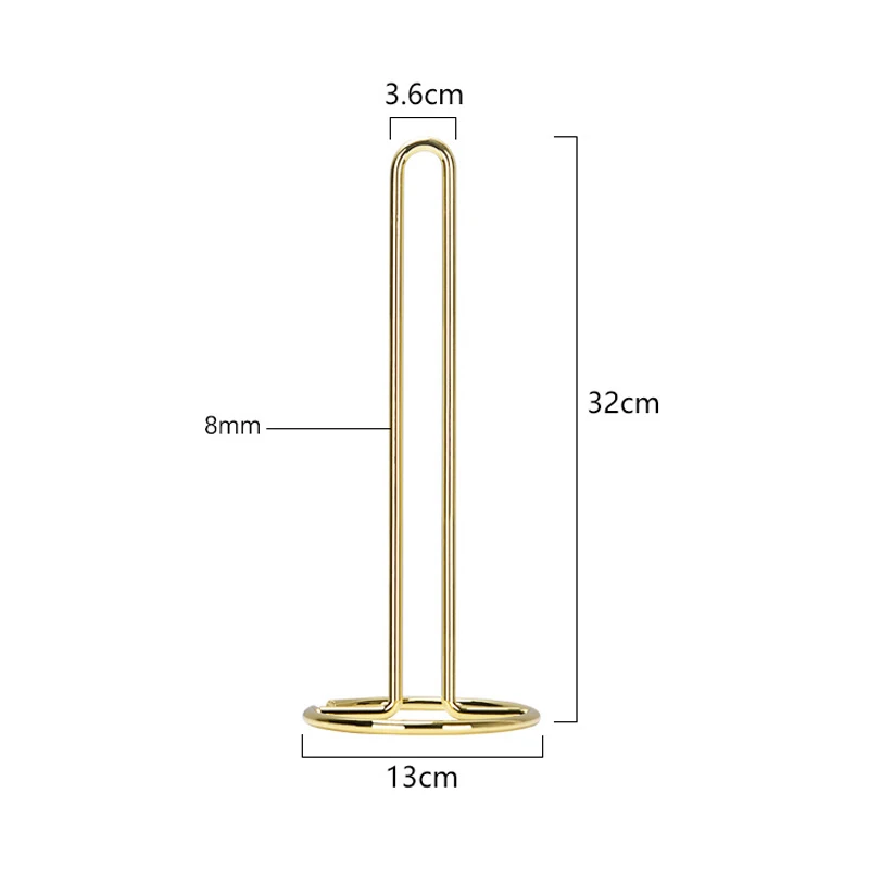 Скандинавский простой роскошный золотой держатель для бумажных полотенец из кованого железа, держатель для кухонных рулонов, вертикальный держатель, креативный стеллаж для хранения - Цвет: Золотой