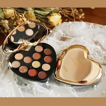 

Heart-shaped 12-color eye shadow disc waterproof pearlescent matte glitter sequins earth color fairy disc fairy eye shadow