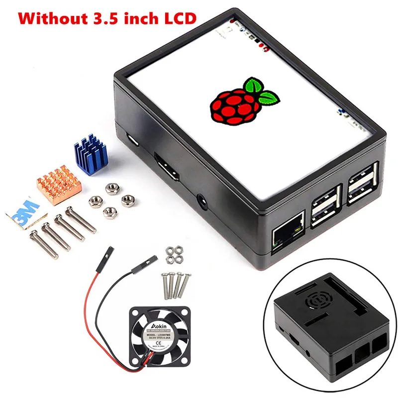 without 3.5inch lcd Raspberry Pi 3 чехол с охлаждающим вентилятором комплект радиатора для Raspberry Pi 3B 3B+ 2B 2B+ совместим с Raspberry Pi 3,5 дюймов дисплей - Цвет: without 3.5inch lcd