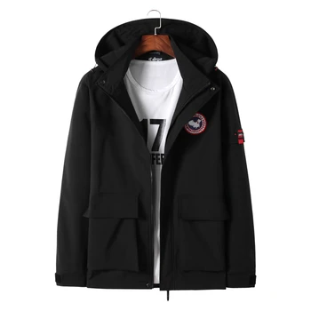 

8XL 7X plus size Men's Jackets Waterproof Spring and Autumn Hooded Jackets Coats Men Outerwear Splice Casual Brand Male Clothing