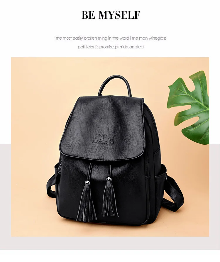 Модный женский рюкзак Mochilas из овечьей кожи с кисточками, Женская дорожная сумка, рюкзаки, школьные рюкзаки для девочек-подростков