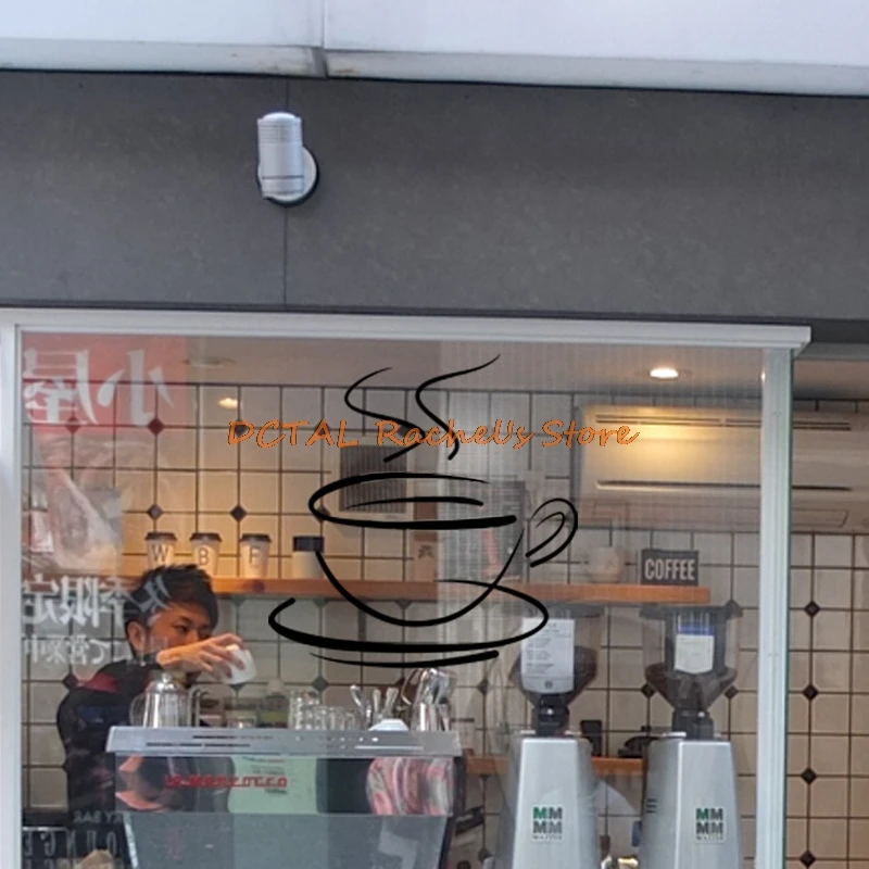 DCTAL Coffee Shop Sticker Bed Room Mug Cup Vinyl Wall For Window