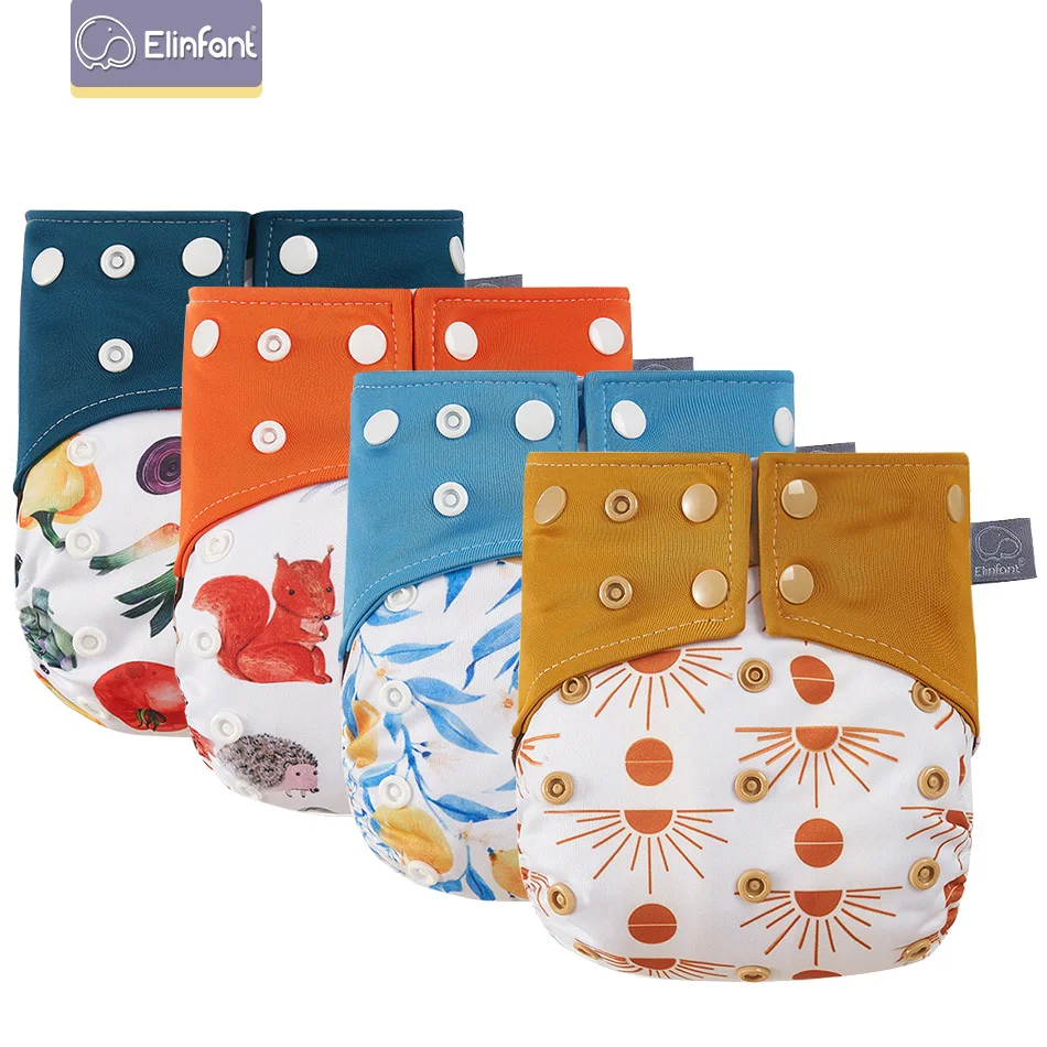 Elinfant 1PCS cloth diapers with insert one size baby for 3 15kg