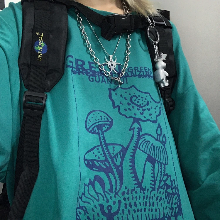 Женская Корейская свободная футболка Харадзюку с принтом и длинными рукавами, женские футболки, топы, японские каваи, женская одежда Ulzzang для женщин